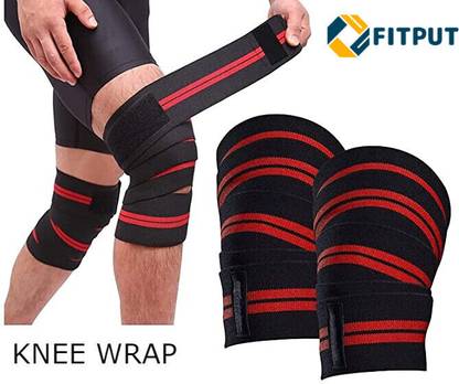 FITPUT Knee Wraps(1 Pair) for Weightlifting Powerlifting Leg Press Cross Training Knee Support