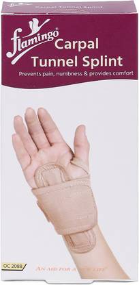 FLAMINGO Carpal Tunnel Splint - Elastic Compression, Metal Splint, Thumb Loop Hand Support