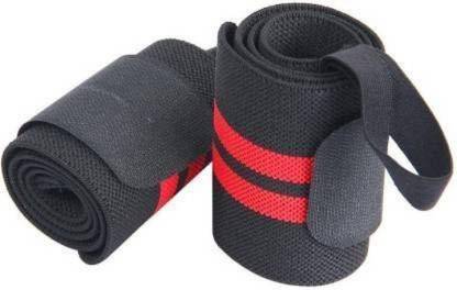 FITGENIX Wrist Support Band for Men and Women - Pair Hand Grip/Fitness Grip (Black, Red) Wrist Support