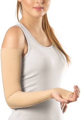TYNOR Compression Garment Arm Sleeve + Mitten (with thumb), Beige, Large Wide, 1 Unit Supporter