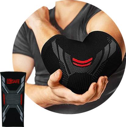 BE SAFE Forever 3D Compression Socks & Elbow Support Guard, Elbow Sleeves Band, Black, M Elbow Support