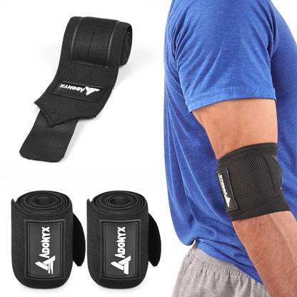 ADONYX Weightlifting Elbow Wraps (1 Pair) - Flexible Elbow Compression Strap Joint Elbow Support