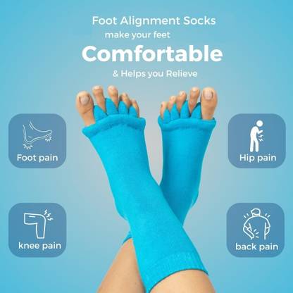 Queue Foot Alignment Socks with 5 Toe Separator - Foot Pain Relief Foot Support