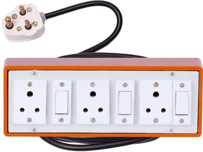 Cordnet Brown (3+3) Heavy Duty Extension Board 6A 2 Anchor Switch & 1.5 Meter Wire 3  Socket Extension Boards