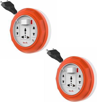 Fybros Comex 2 Pin Extension Board 10 Meter Power Cable (Multicolor(Pack of 2)) 3  Socket Extension Boards