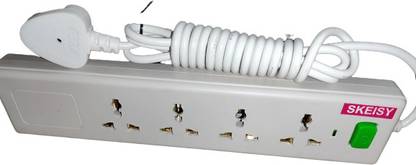 Skeisy SK 4 SOCKET 1 SWITCH POUESH BUTTON LED INDICATOR AND POWER UP 10AMP 4 Socket Extension Boards