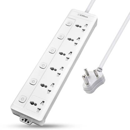 EMBox 10A Extension Board with Individual Switch-Multi Plug Socket 6  Socket Extension Boards