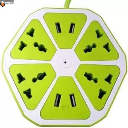 Bydye A139 Hexagon Socket Extension board with 4 USB 2.0Amp charging point 8 Socket-1 8  Socket Extension Boards
