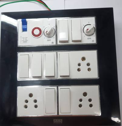 BAHUL Black and white colour MODULAR SWITCH BOARD 3  Socket Extension Boards