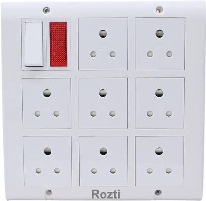 Rozti 18 Modular Box, Socket-8, Indicator, Switch, 1.5m Wire with Plug Extension Cords 8  Socket Extension Boards