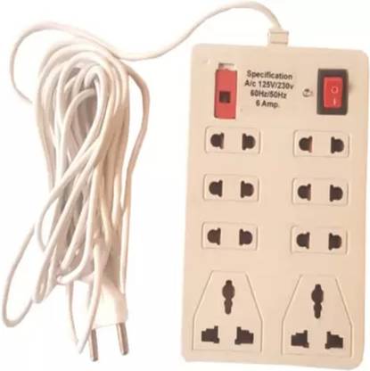 Eels Power Surge Protector Electric Board Multi Shoket 8 Socket Extension Boards 8 Socket Extension Boards  (White, 2.5 m)