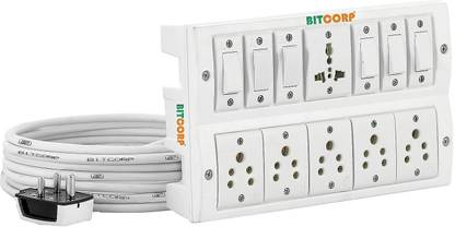 BITCORP Multi Socket Extension Board 6 Sockets and 6 Switch 6A(1500W) 4 Meter Long Cable 6  Socket Extension Boards