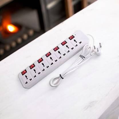 D-DEVOX 7 shoket plus 7 Switch 6AMP Capacity(White) 7 Socket Extension Boards 7 Socket Extension Boards