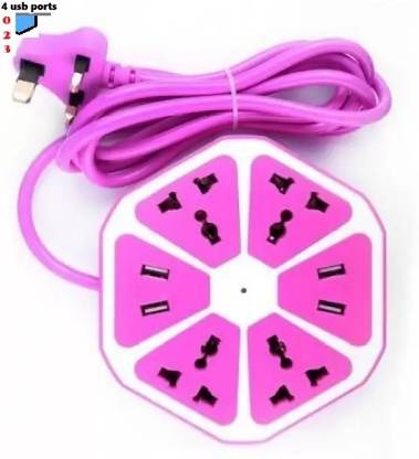 jorugo H1380 Hexagon Socket Extension board with 4 USB 2.0Amp charging point 8 Socket-1 4  Socket Extension Boards