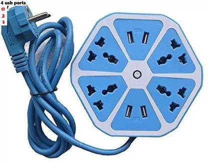 Stybits H1007 Hexagon Socket Extension board with 4 USB 2.0Amp charging point 8 Socket-1 4  Socket Extension Boards