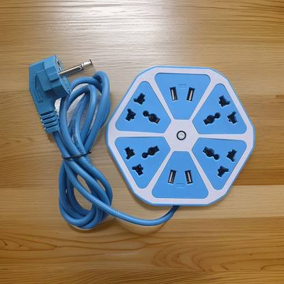 YAROH G21_Hexagon Socket Power Strip w/ USB Charger | 4-Outlet + 4-USB Extension Board 4  Socket Extension Boards