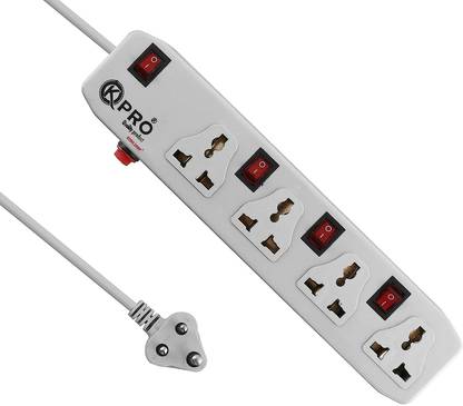 A Plus Products K-Pro 4 Socket 4 Switch ( 4+4 ) Extension Board with 5 MTR Cable (Pack of 1) 4  Socket Extension Boards