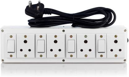 JELECTRICALS Premium White Extension Switch Board With 4 Socket and 4 Switch 4 Socket Extension Boards
