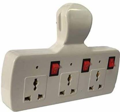 TOOLART 3+3 Multiplug 3 Socket Extension Boards (White, Wireless) Hd 3  Socket Extension Boards