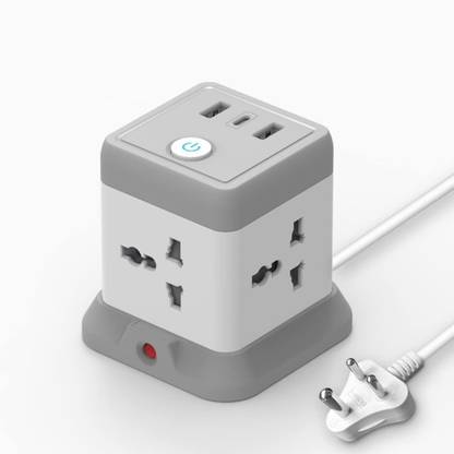 Magicwand Power Cube with 2 USB-A,1 USB-C Port & 4 Power Outlets with Surge Protection 7  Socket Extension Boards