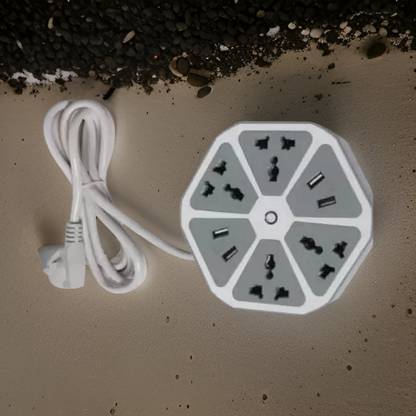 FRONY G77_Hexagon Socket Power Strip w/ USB Charger | 4-Outlet + 4-USB Extension Board 4  Socket Extension Boards