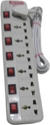Skeisy 7 scoket Plus 7switch with 3 meter long wire capacity upto 6AMP 7 Socket 7 Socket Extension Boards