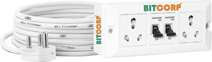 BITCORP Extension Board 16A 20A 25A 2 Sockets, 2 MCB (6000W) With 1 Meter Long Cable 2  Socket Extension Boards