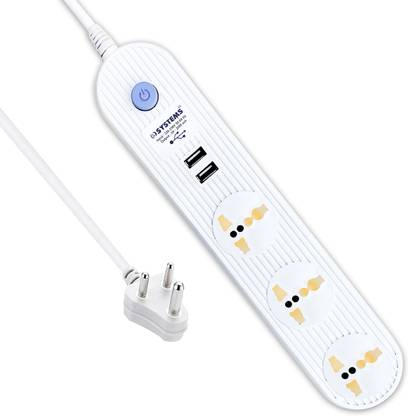 eSYSTEMS Extension Board with Usb Port Multi Plug Point Strip, Extension Cord 3  Socket Extension Boards
