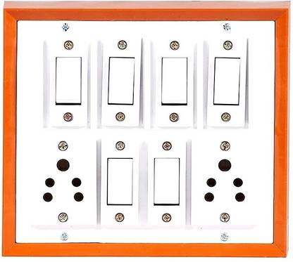 Shiv trading Extension Board with 6 switches and 2 socket , PVC Plastic, 2m cord 7 A Five Pin Socket