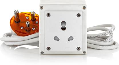 HI-PLASST 16ASocket Extension Board with Long Wire 1Socket 15/16 Amp (White) (2yard) 1  Socket Extension Boards