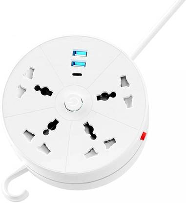 EMBox Rotary Extension Boards with USB Port with Universal Sockets and USB (2.4 A) 4  Socket Extension Boards