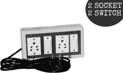 KHOPALA 2 Socket & 2 Switch Board with 3 Yard wire 2 Socket Extension Boards
