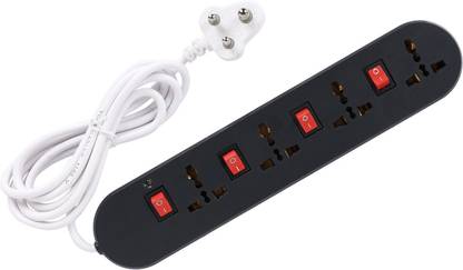 Dragon 4 Mtr Long wire Multipurpose surge protector 4 SOCKETS extension board with 4 Master SwitchS power strip cord 4  Socket Extension Boards