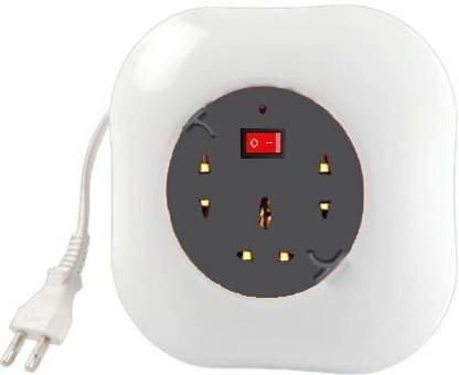 FLANKER Round Extension Board 2-CORE 4 mtr long wire with 3-pin 1 universal Socket, 2-Pin 2 Universal Socket With 1 Master Switch without USB Port surge protector 3  Socket Extension Boards