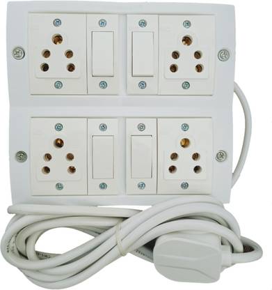 UKV Extension switch board with 4 sockets havells 4 switchs havells - 3 core heavy, 10 meter copper cable 4  Socket Extension Boards