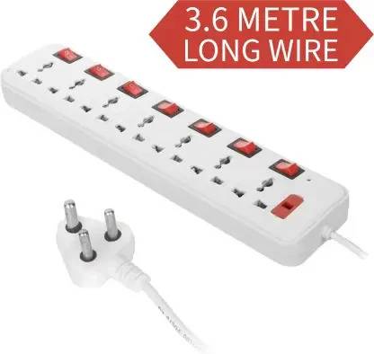 oberlo 7-Socket Surge Protector Power with 3.2-meter heavy-duty cord 7  Socket Extension Boards