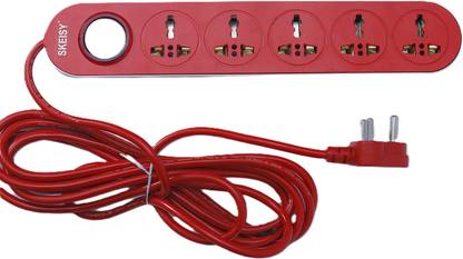 Skeisy NEW EXT-501 RED WHITE BOARD POWER UP 10AMP, 2.5 MTR WIRE 5  Socket Extension Boards