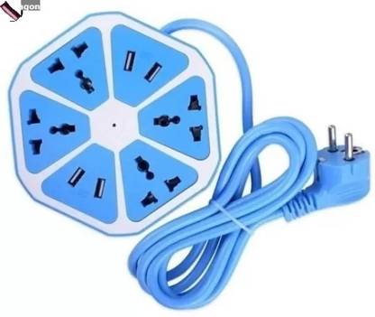 Stybits H334 Hexagon Socket Extension board with 4 USB 2.0Amp charging point 8 Socket-1 4  Socket Extension Boards