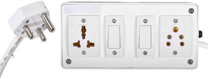 Aqeeq Extension Board 6A 2 Socket 2 Switch 5 Meter 1.5 mm Long Wire Cable Cord 2  Socket Extension Boards