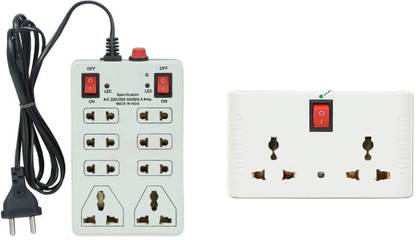 oe 8+2 Mini Extension Cord with Multi Plug Combo Set of 2 8  Socket Extension Boards