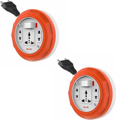 Fybros Comex 2 Pin Extension Board Flex Box 5 Meter Power Cable (Multicolor,Pack of 2) 3  Socket Extension Boards