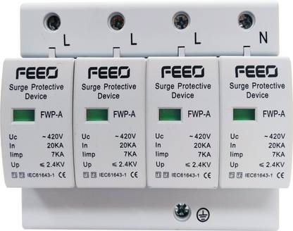 FEEO Type1+2 Three Phase AC Surge Protection Device 420V 20-40kA 1  Socket Extension Boards