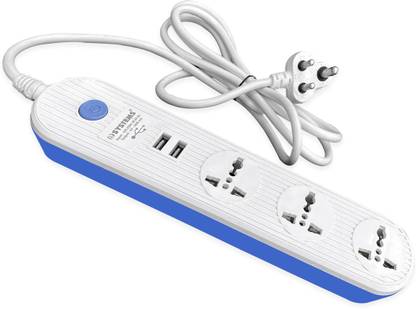 eSYSTEMS USB Extension Cord, 10 Amp (2.4 Dual USb port) (2 meter cord) Universal sockets 3  Socket Extension Boards