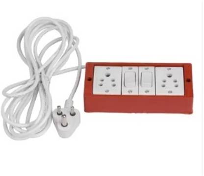 SOLVER Brown Extension Switch Board with 2 Sockets and 2 Switches 2  Socket Extension Boards