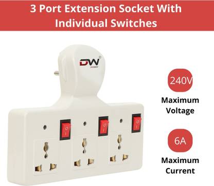 Digiway 3 UNIVERSAL SOCKET 3 SWITCH MULTI PLUG EXTENSION BOARD 3  Socket Extension Boards