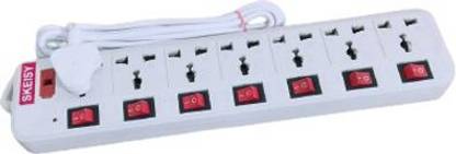 Skeisy EXTENSION BOARD 7+7 SOCKET & SWITCH 7 Socket Extension Boards (White, Red, 3 m) 7 Socket Extension Boards