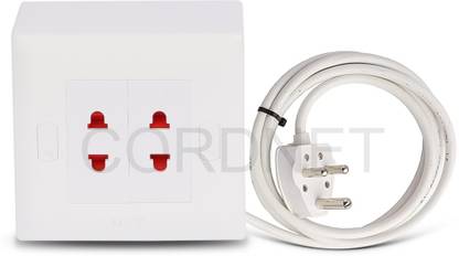 Cordnet Premium Modular Extension With 2 Two Pin Socket Three Core Wire 2  Socket Extension Boards