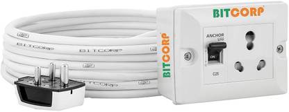 BITCORP Extension Board 16A 20A 25A MCB, 1 Way Socket (3500W) With 1 Meter Long Cable 1  Socket Extension Boards