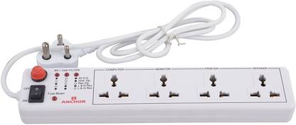 ANCHOR 4 way 6A with Single Switch | Cord for Home (22048) 4  Socket Extension Boards