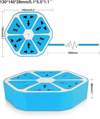 BASS BLING Best Extension Cord Power Socket 8 USB Port with 2 Meter Cable 8  Socket Extension Boards